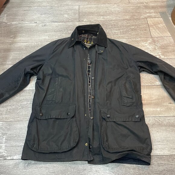 Vintage BARBOUR Border Wax Jacket Parka C46 Blue A155 Perfect - Picture 1 of 7